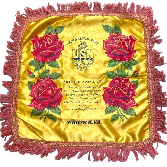 Vintage United States Navy Norfolk Virginia Mother And Dad Pillow Case Sham - Picture 2 of 15